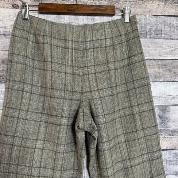 Talbots Trousers Wool Blend Plaid Lined Size 6 Petites Stretch Side Zip Brown - Picture 3 of 10